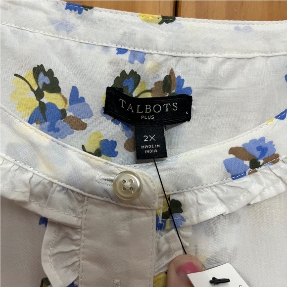 Talbots Plus Size Blue/Yellow Floral Blouse Size 2X NWT - Picture 7 of 12
